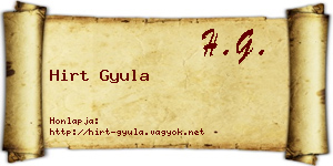 Hirt Gyula névjegykártya